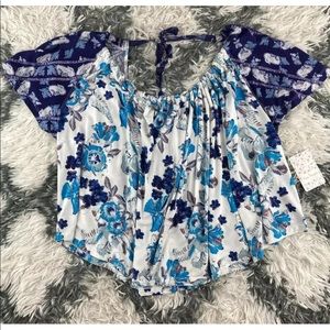 Free People NWT Women's Blouse Baja Babe Cold Shoulder Ivory OB96674 Size Small